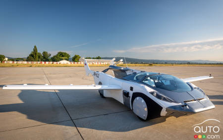 The AirCar prototype, on the tarmac